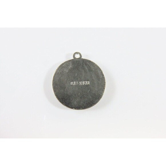 Saint Christopher Travel Pendant/Charm Medal Round in Sterling Silver 18.8mm - Picture 2 of 3